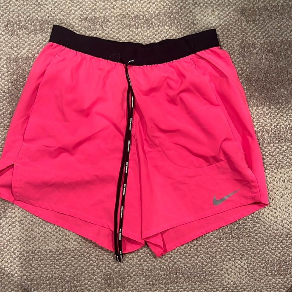 NIKE neon pink 5 inch running  good condition small (2 picks pointed out in pic)